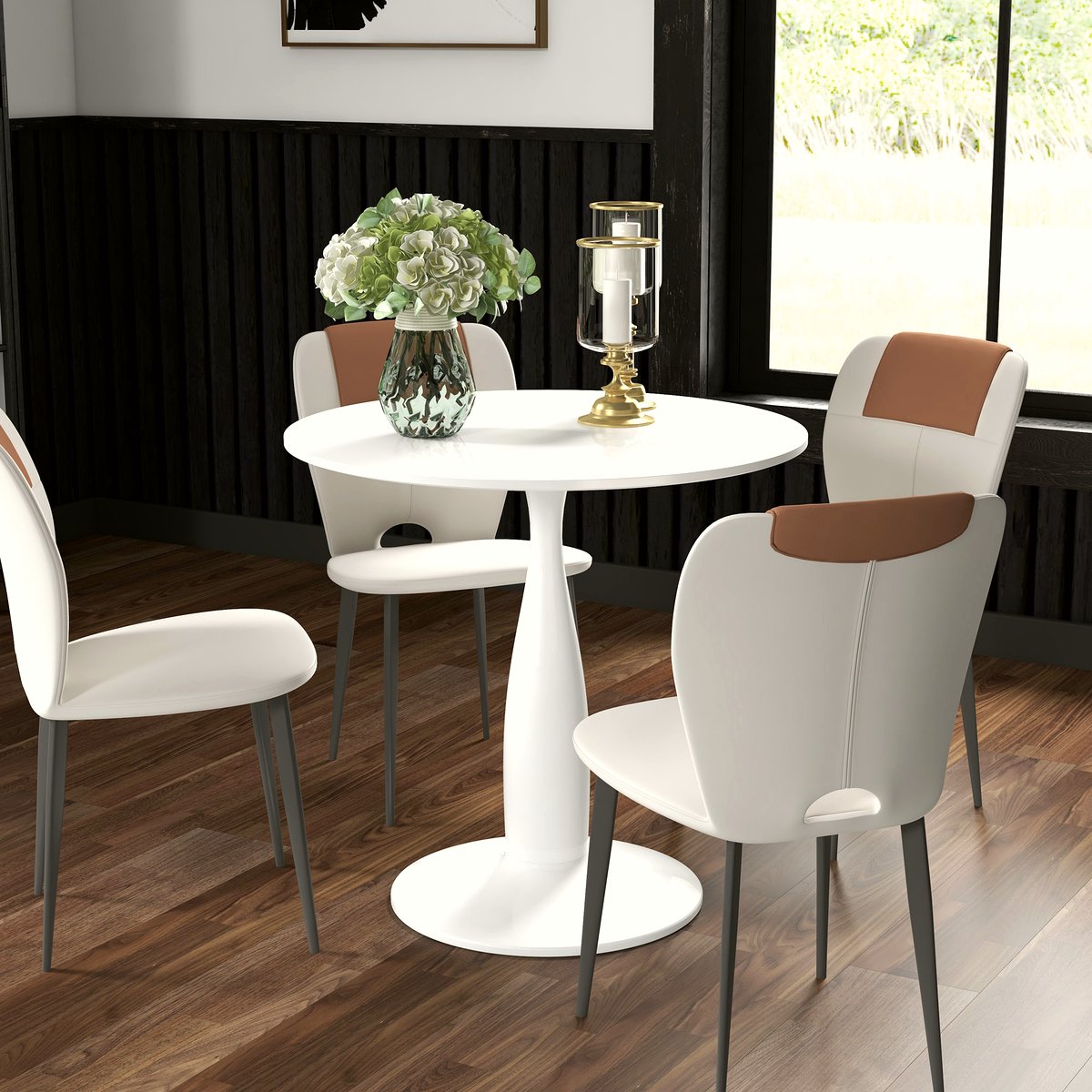 Round Dining Table - Steel Base with Non-Slip Feet - Image 2