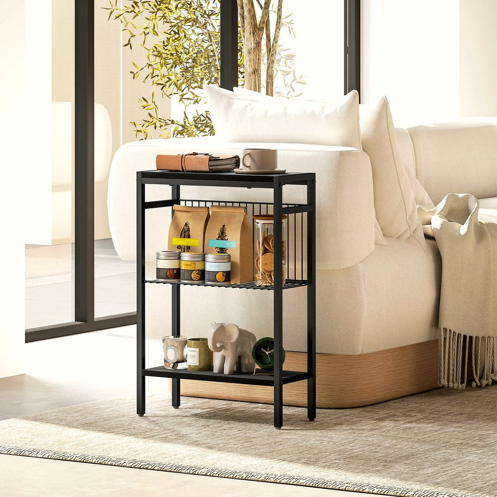 Industrial Side Table - Black Steel Three-Tier Design - Image 2