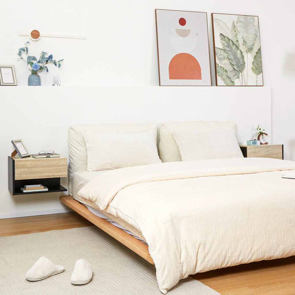 Wall Mounted Bedside Tables - Oak Floating Nightstands - Image 2