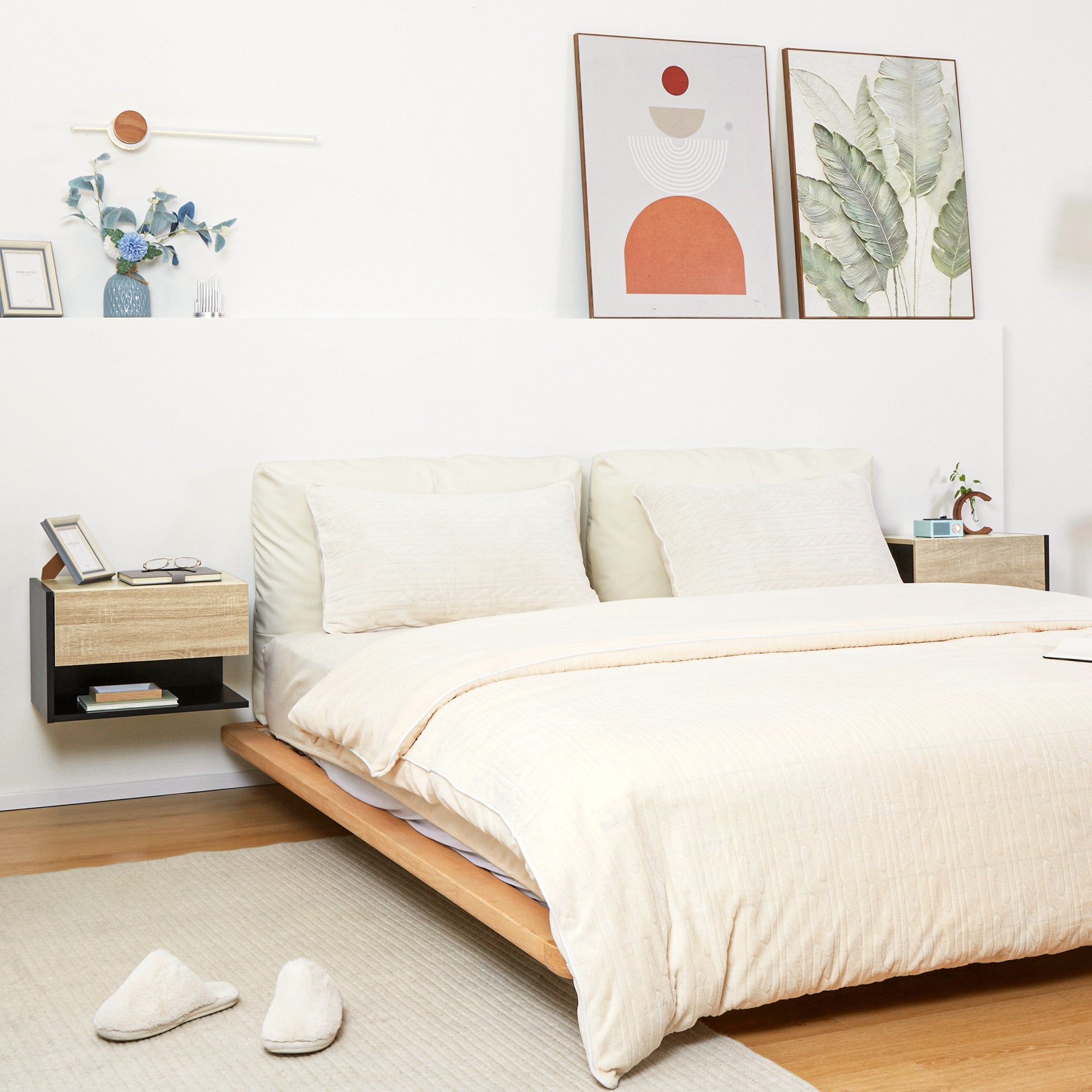 Wall Mounted Bedside Tables - Oak Floating Nightstands - Image 2