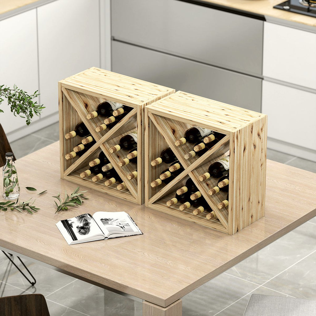 Wooden Wine Rack - X-Shaped Tabletop Storage for 24 Bottles - Image 2