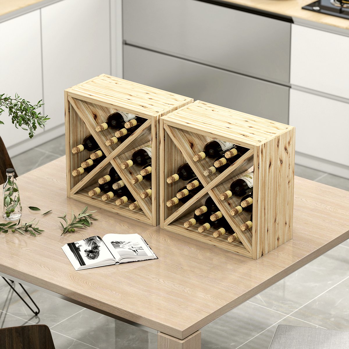 Wooden Wine Rack - X-Shaped Tabletop Storage for 24 Bottles - Image 2