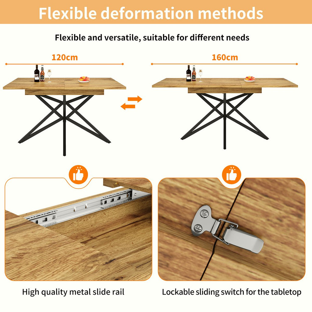 Walnut Extendable Dining Table - Black Star Legs - Image 2