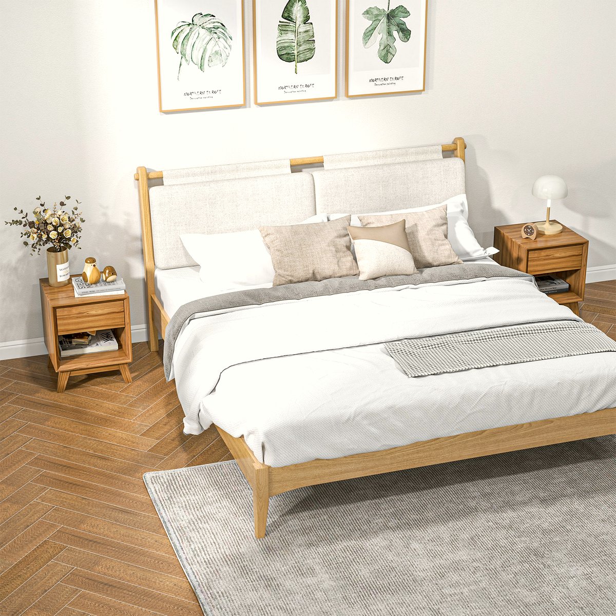 Walnut Bedside Table - Modern Storage with Drawer & Shelf - Image 2