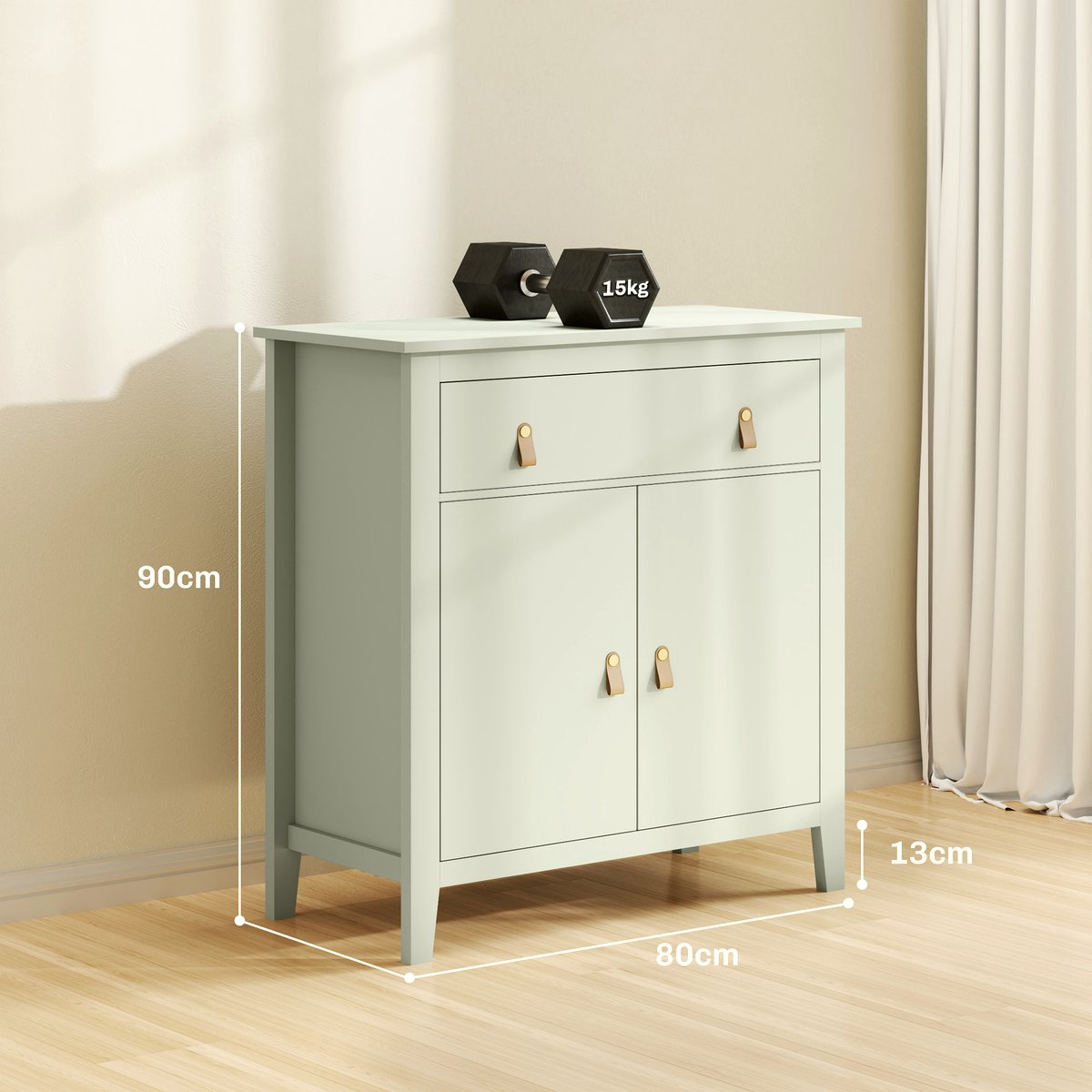 Farmhouse Sideboard - Light Green Wood Storage - Image 3