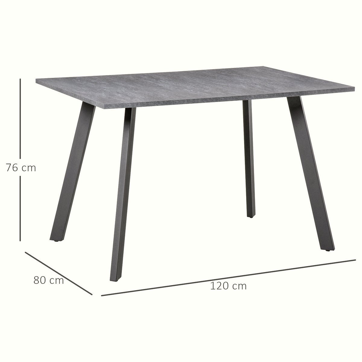 Contemporary Rectangle Dining Table - Dark Grey Metal Legs - Image 3