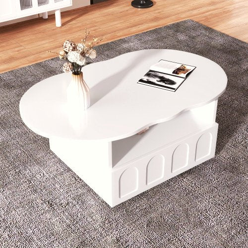 Cloud Coffee Table - White Particle Board with Storage Drawer - Image 3