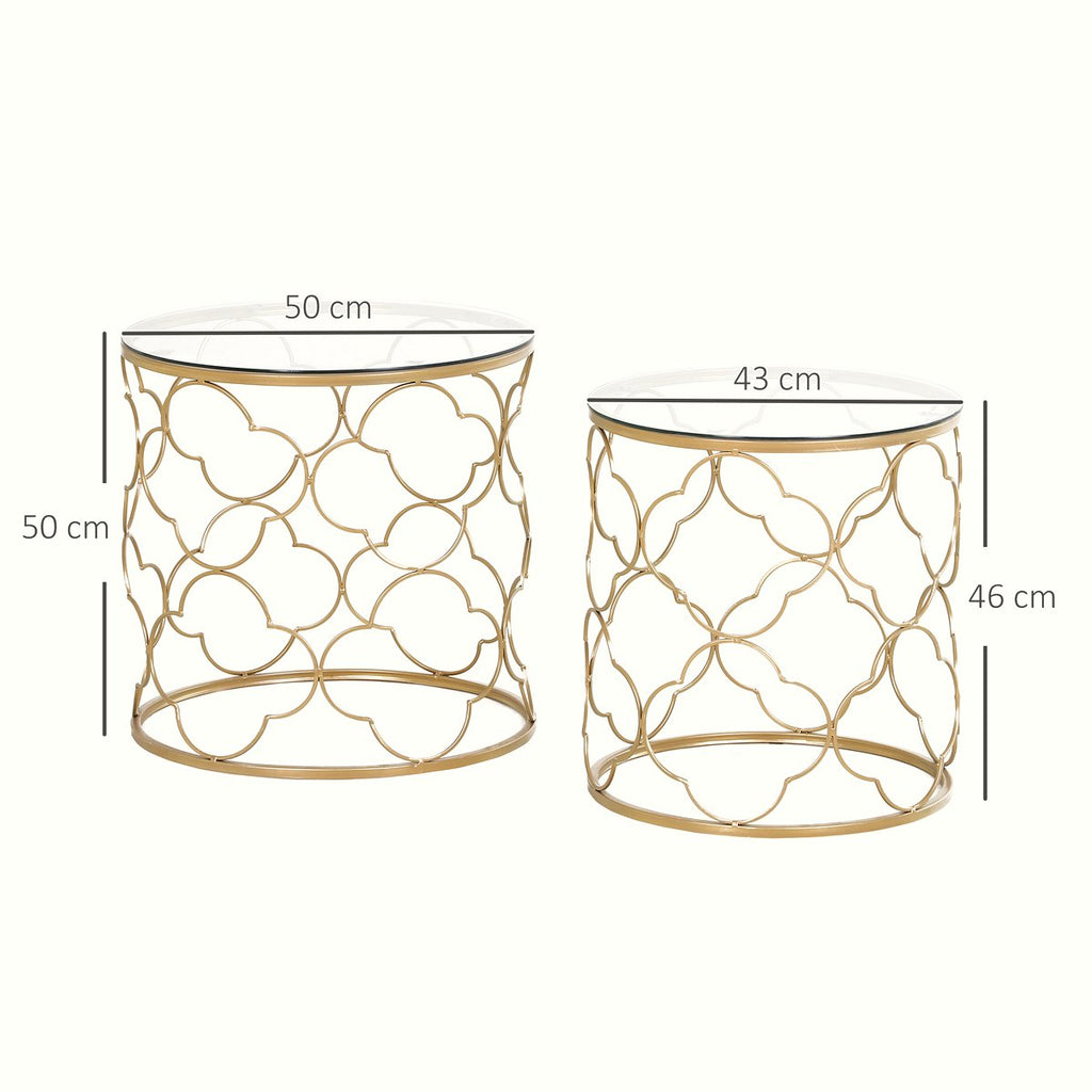 Nesting Side Tables - Gold Wire Frame with Glass Top - Image 3