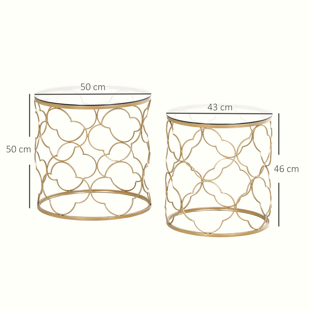 Nesting Side Tables - Gold Wire Frame with Glass Top - Image 3