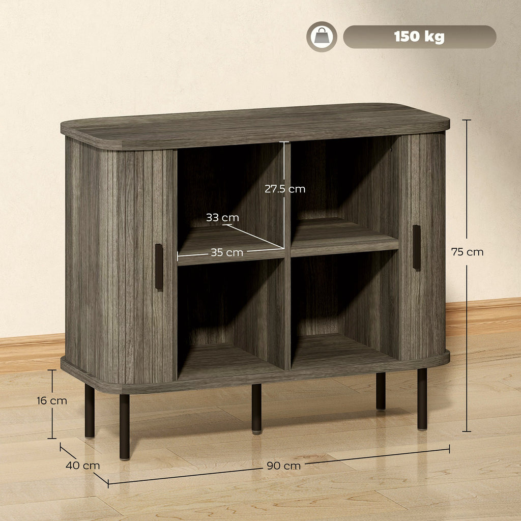 Oak Sideboard - Mid-Century Modern Sliding Tambour Doors - Image 3