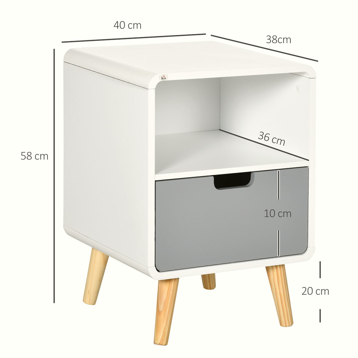 Pine Wood Nightstand - Scandinavian Nordic Two-Drawer Design - Image 3