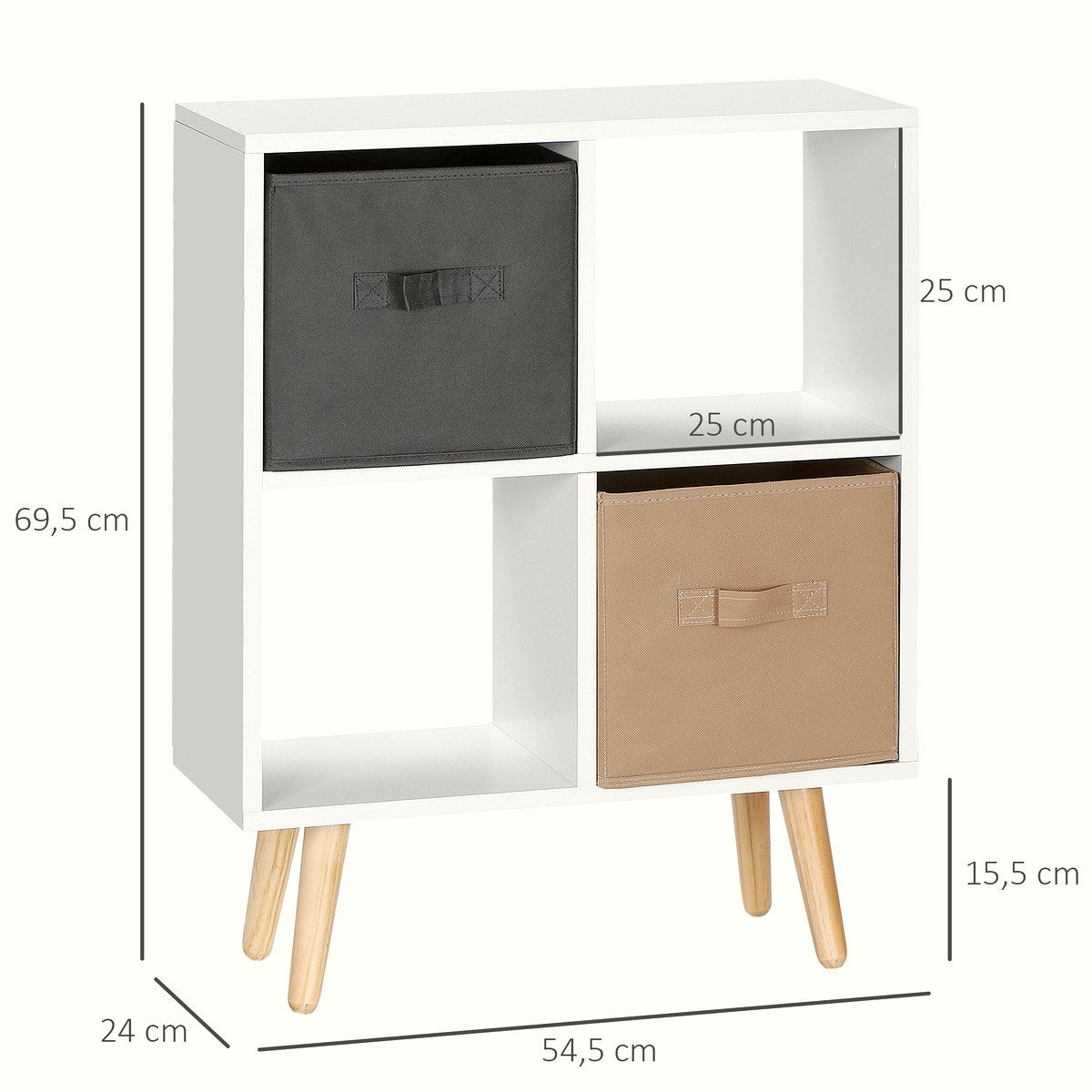 Storage Cube Unit - Wooden Frame with Fabric Drawers - Image 3