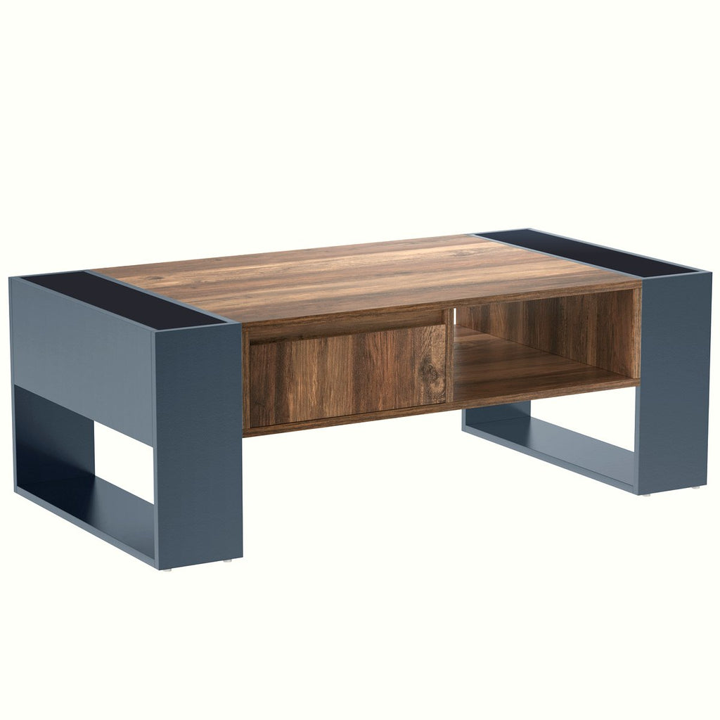 Wood Grain Coffee Table - Double Storage Handleless Design - Image 3