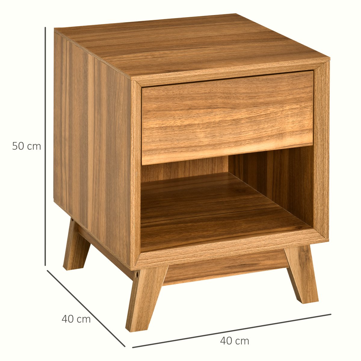 Walnut Bedside Table - Modern Storage with Drawer & Shelf - Image 3