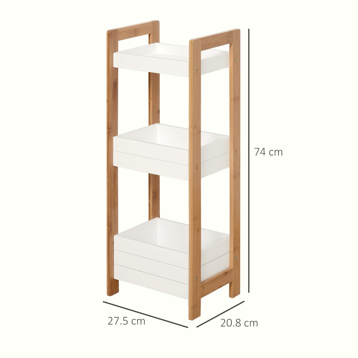 Bamboo Bathroom Rack - 3-Tier Narrow Space Storage Shelf - Image 3