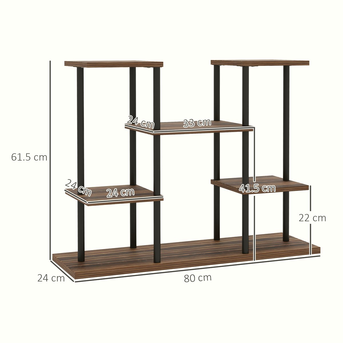 Four-Tier Plant Stand - Industrial Wood and Metal Design - Image 3