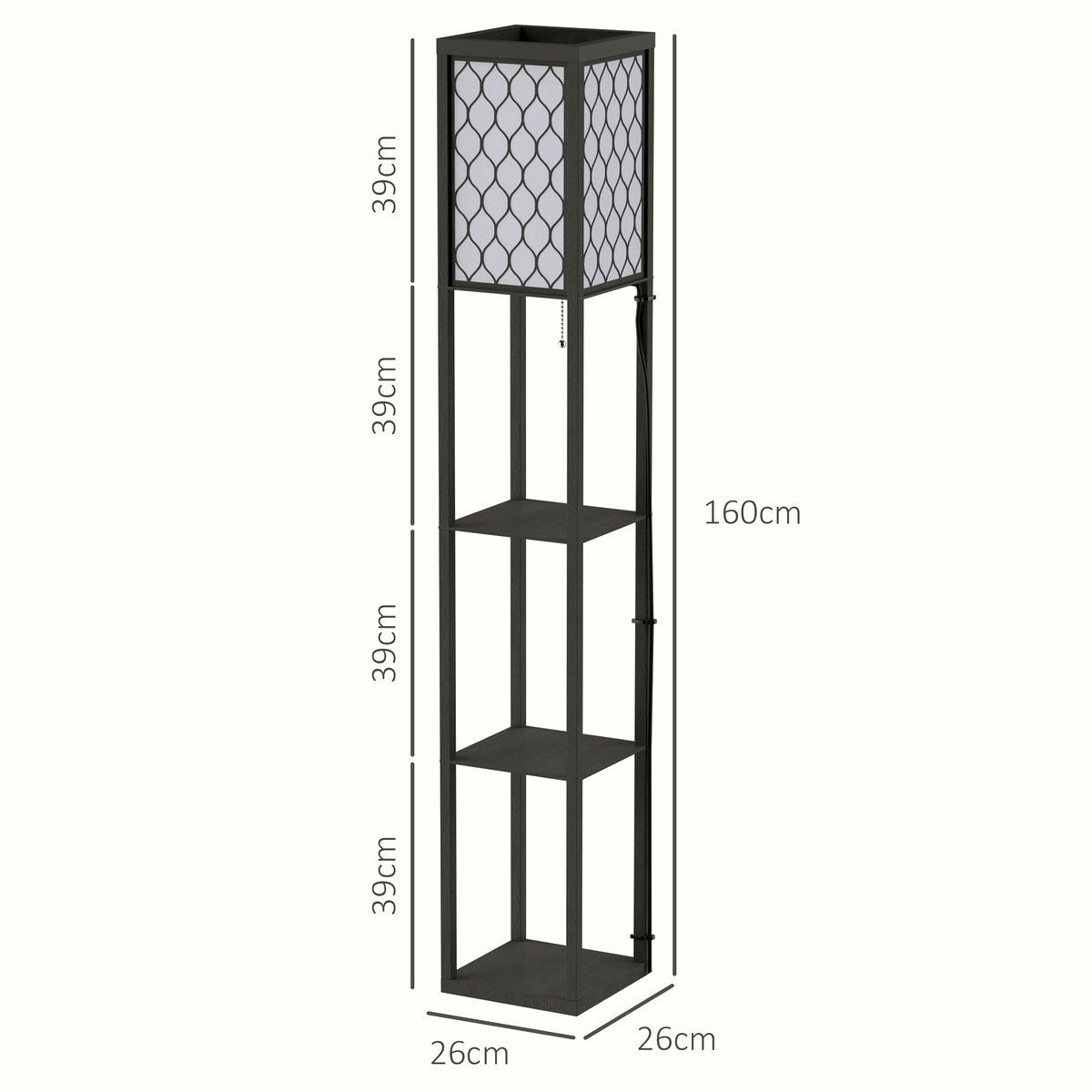 Floor Lamp Shelf - Black Wood Modern Storage Lighting - Image 3