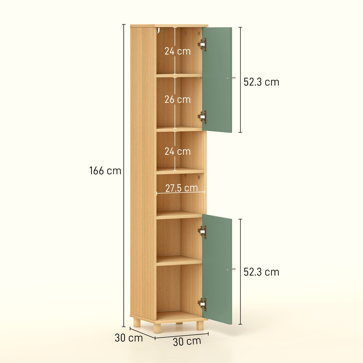 Bathroom Cabinet - Adjustable Shelves in Sage Green - Image 3