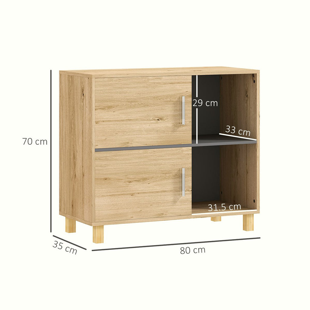 Wooden Bathroom Cabinet - Open Shelves with Double Doors - Image 3