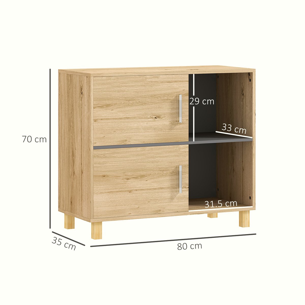 Wooden Bathroom Cabinet - Open Shelves with Double Doors - Image 3
