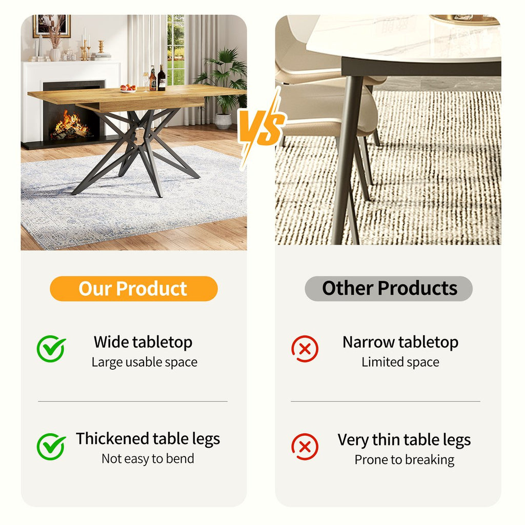 Walnut Extendable Dining Table - Black Star Legs - Image 3