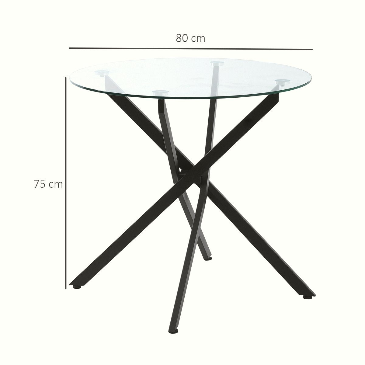Round Glass Dining Table - Black Metal Frame Modern Design - Image 3