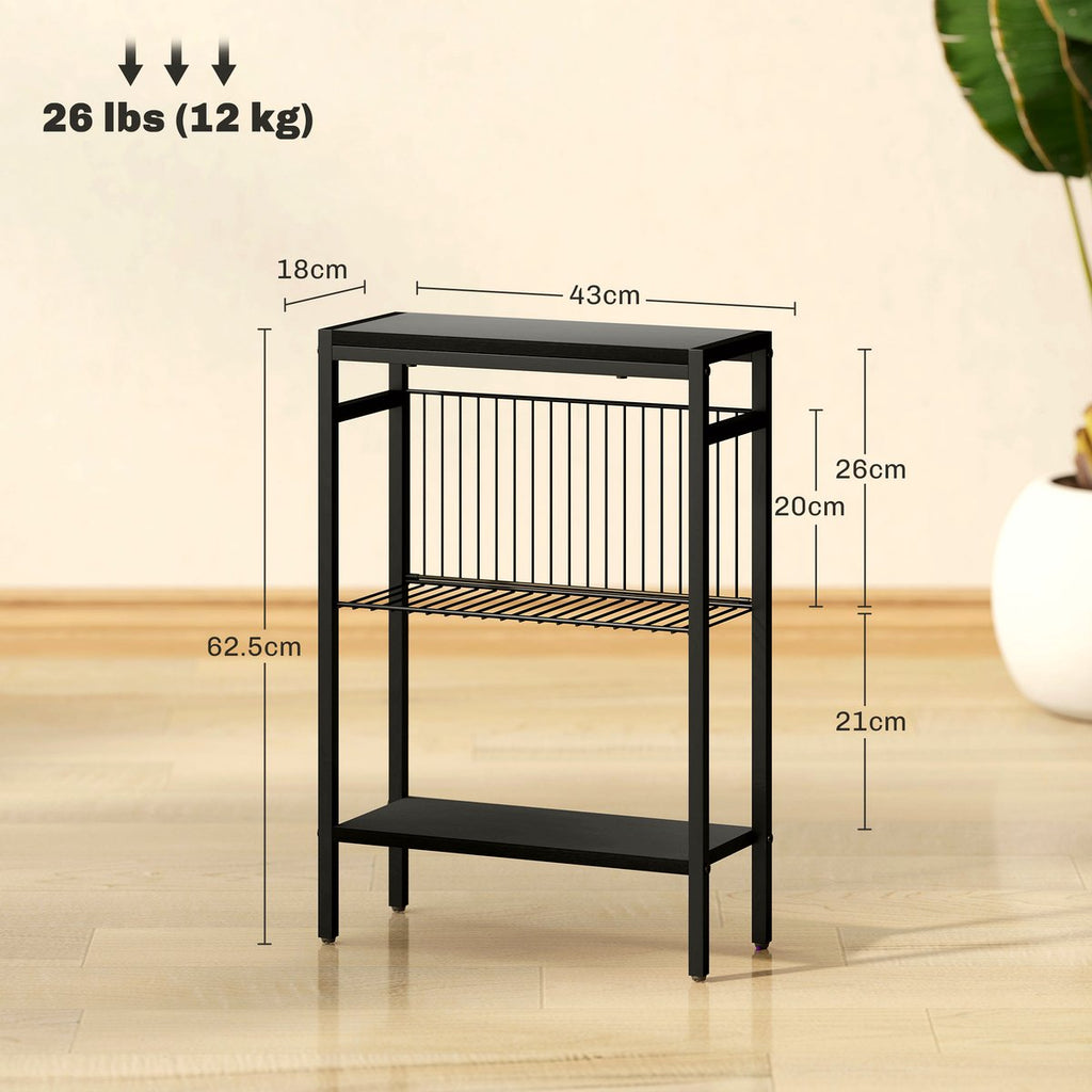 Industrial Side Table - Black Steel Three-Tier Design - Image 3