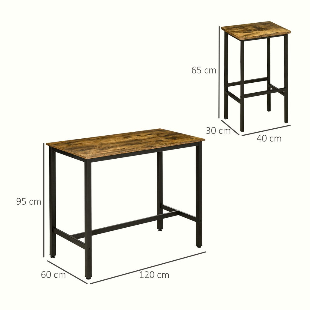 Bar Table Set - Industrial Metal Frame with Stools - Image 3