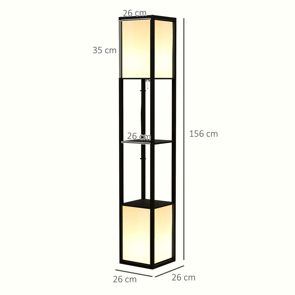 Modern Floor Lamp - Dual Light Shelving Unit in Black - Image 3