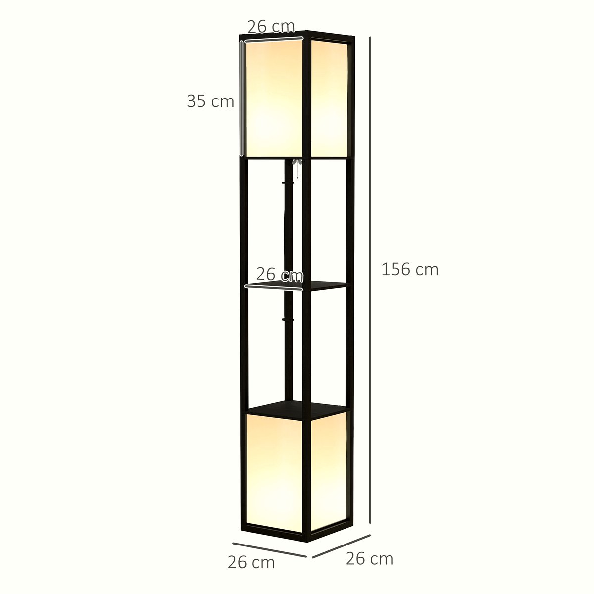 Modern Floor Lamp - Dual Light Shelving Unit in Black - Image 3