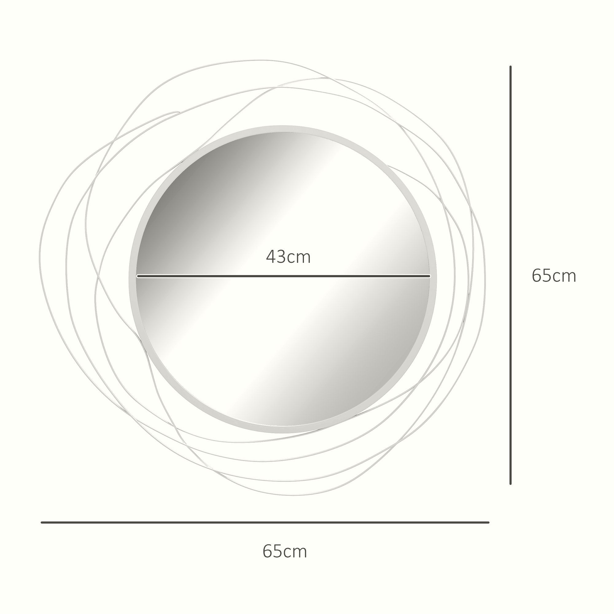 Abstract Metal Wire Wall Mirror - Silver Geometric Design - Image 3