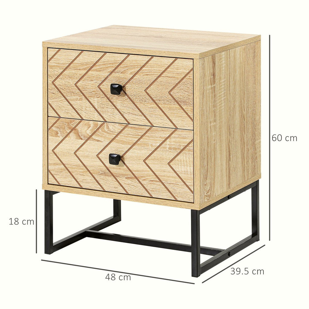 Zig Zag Bedside Table - Two-Drawer Wood Storage Unit - Image 3