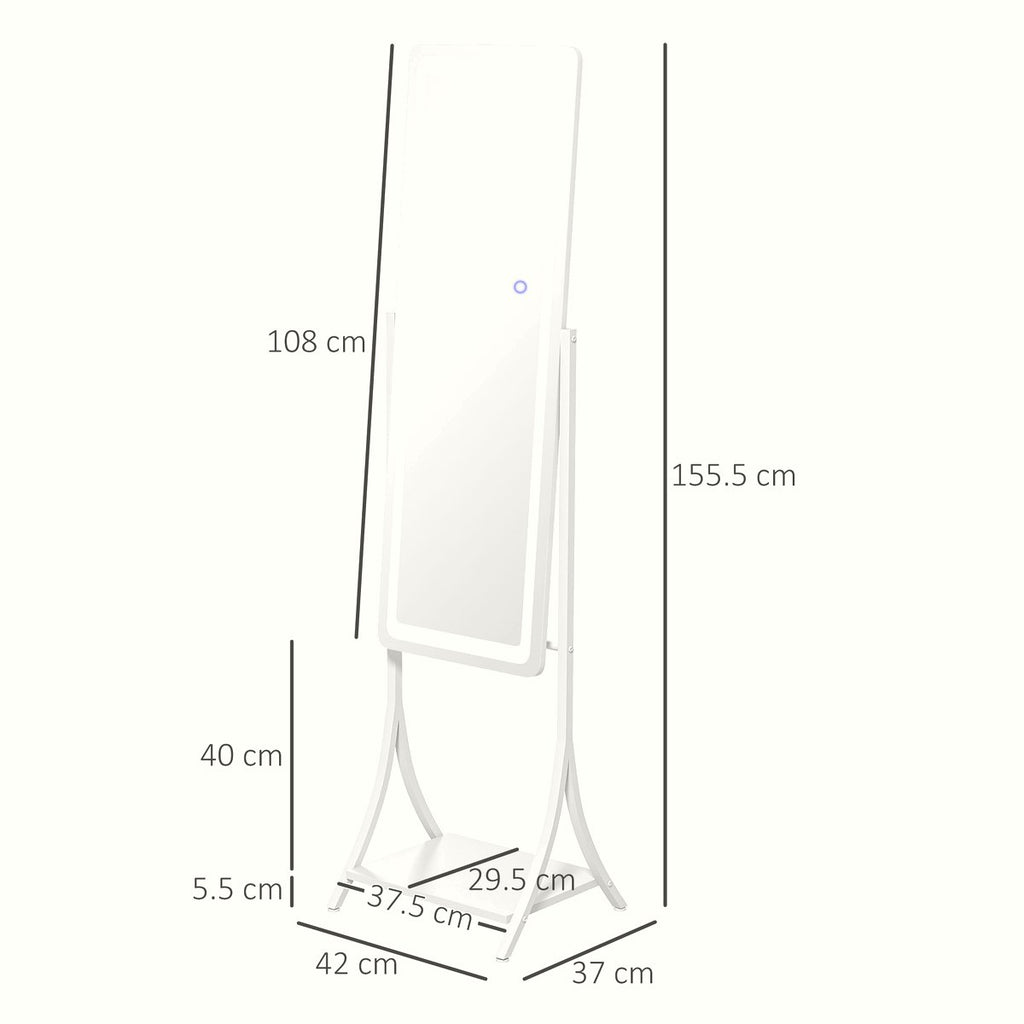 LED Dressing Mirror - Full Length with Storage Shelf - Image 3