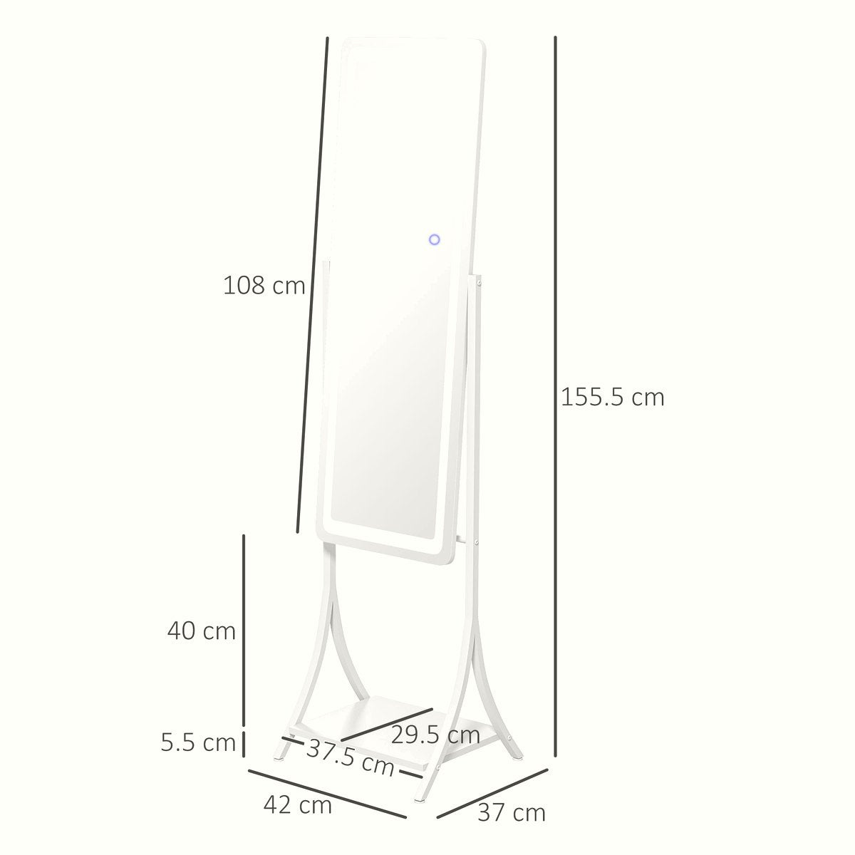 LED Dressing Mirror - Full Length with Storage Shelf - Image 3