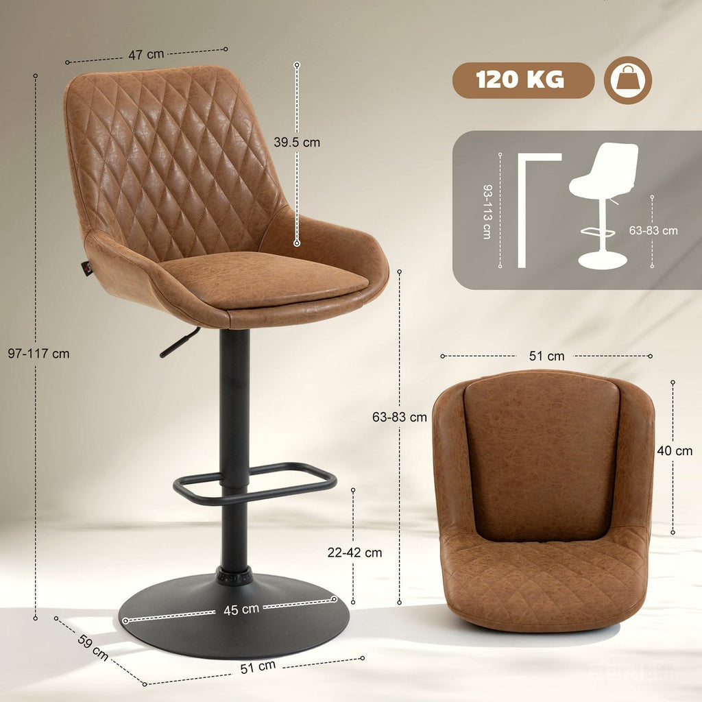 Retro Bar Stools - Orange Faux Leather Swivel Design - Image 3