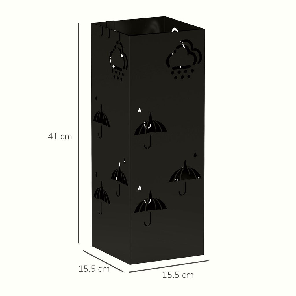 Metal Umbrella Stand, Square Umbrella Holder With Removable Drip Tray  - Image 3