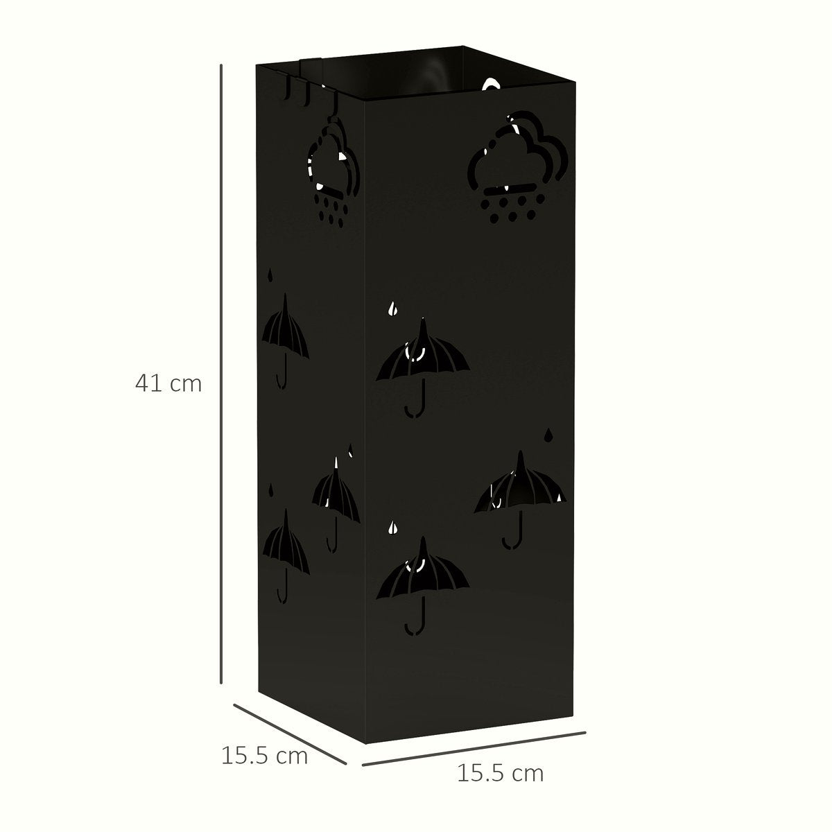 Metal Umbrella Stand, Square Umbrella Holder With Removable Drip Tray  - Image 3