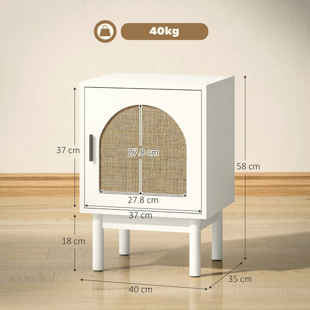 Rattan Bedside Table - White Wood with Arch Door - Image 3