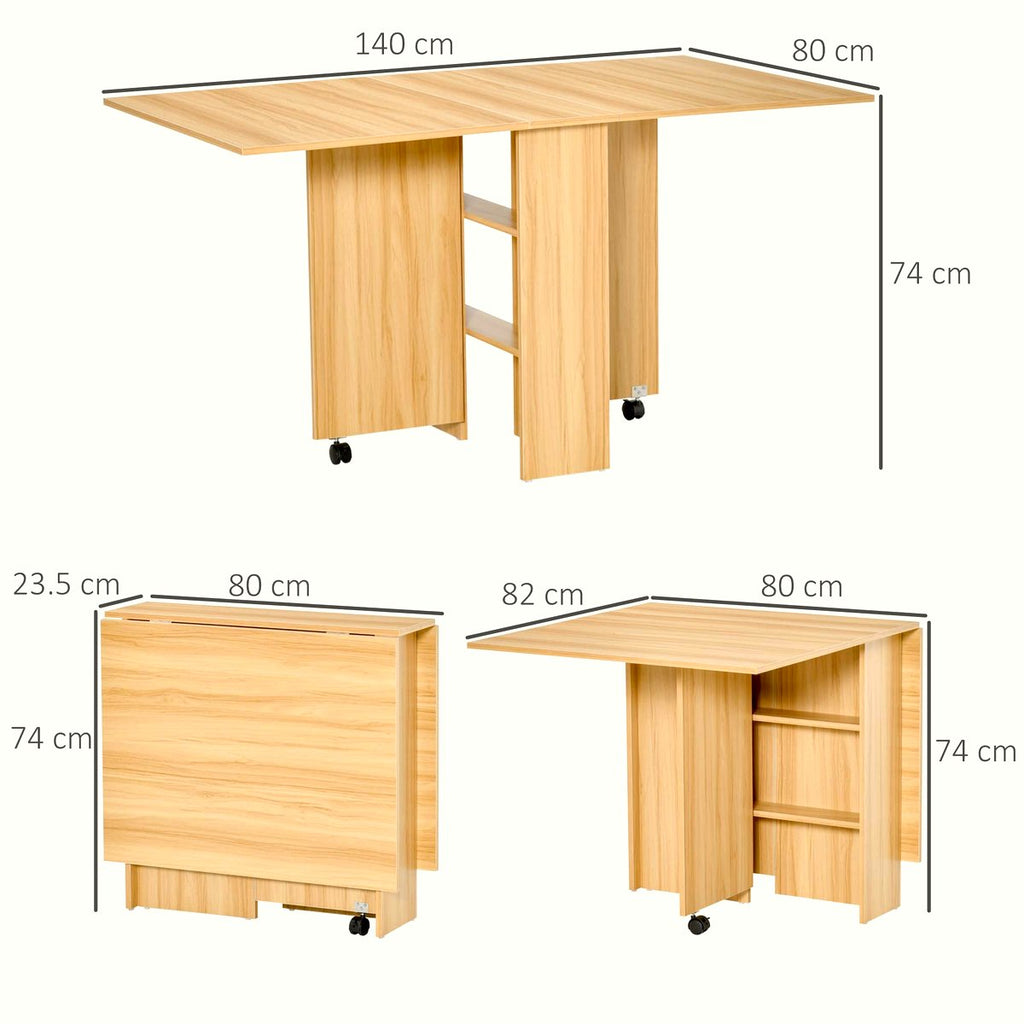 Drop Leaf Dining Table - Teak Foldable Space-Saver - Image 3