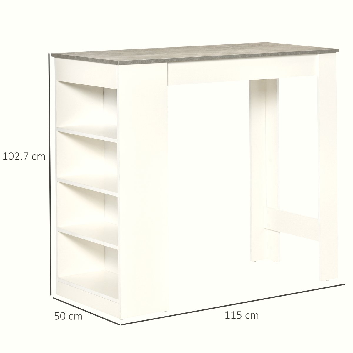 Bar Table - Grey Wood Storage Dining Surface - Image 3