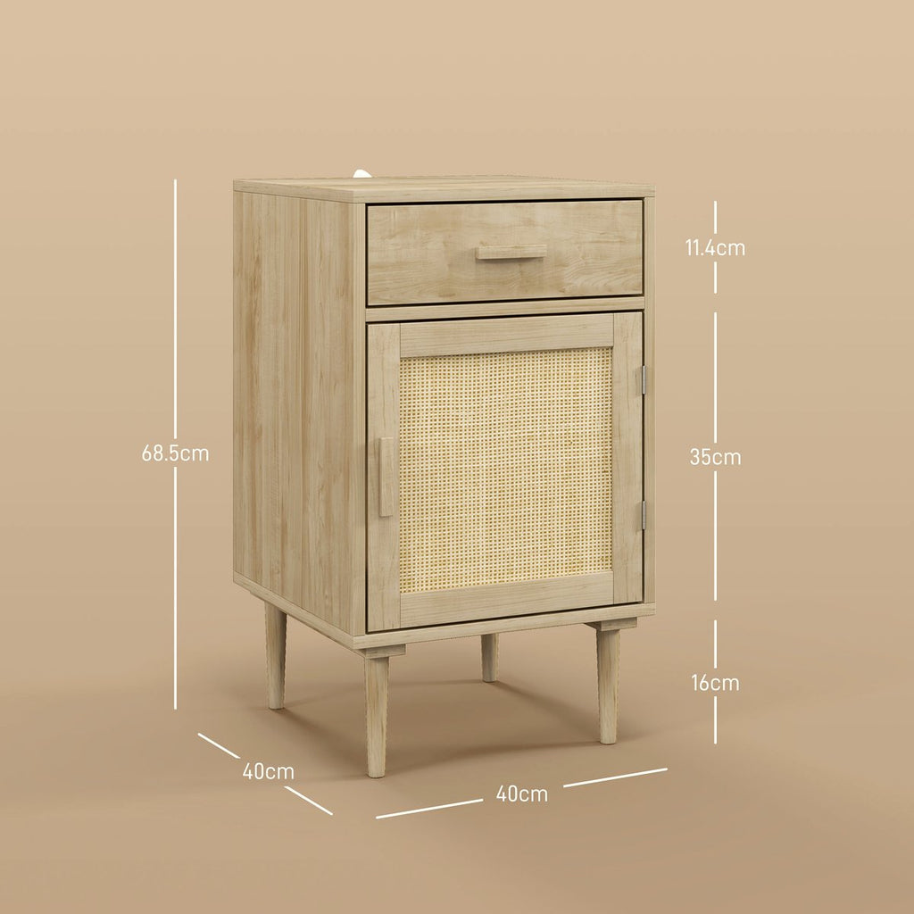 Rattan Side Table - Natural Wood Storage Cabinet - Image 3
