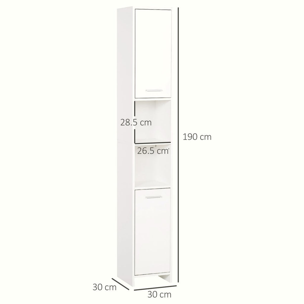 Tall Bathroom Cabinet - Neutral White Wood Storage - Image 3
