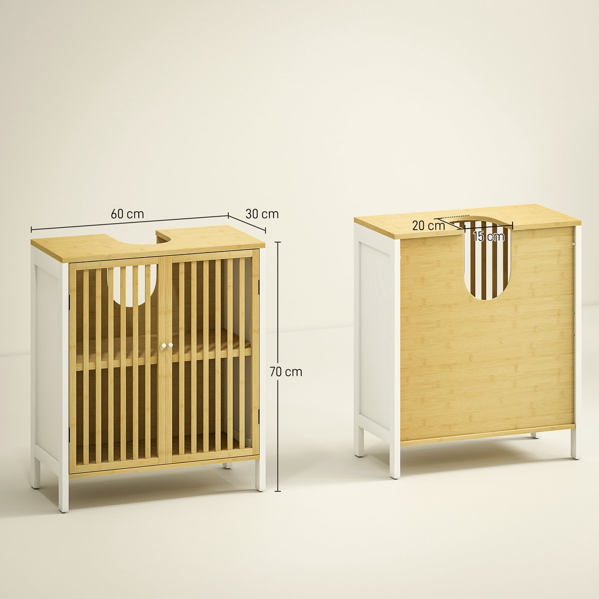 Bamboo Sink Cabinet - Retro Cut-Out Storage Solution - Image 3