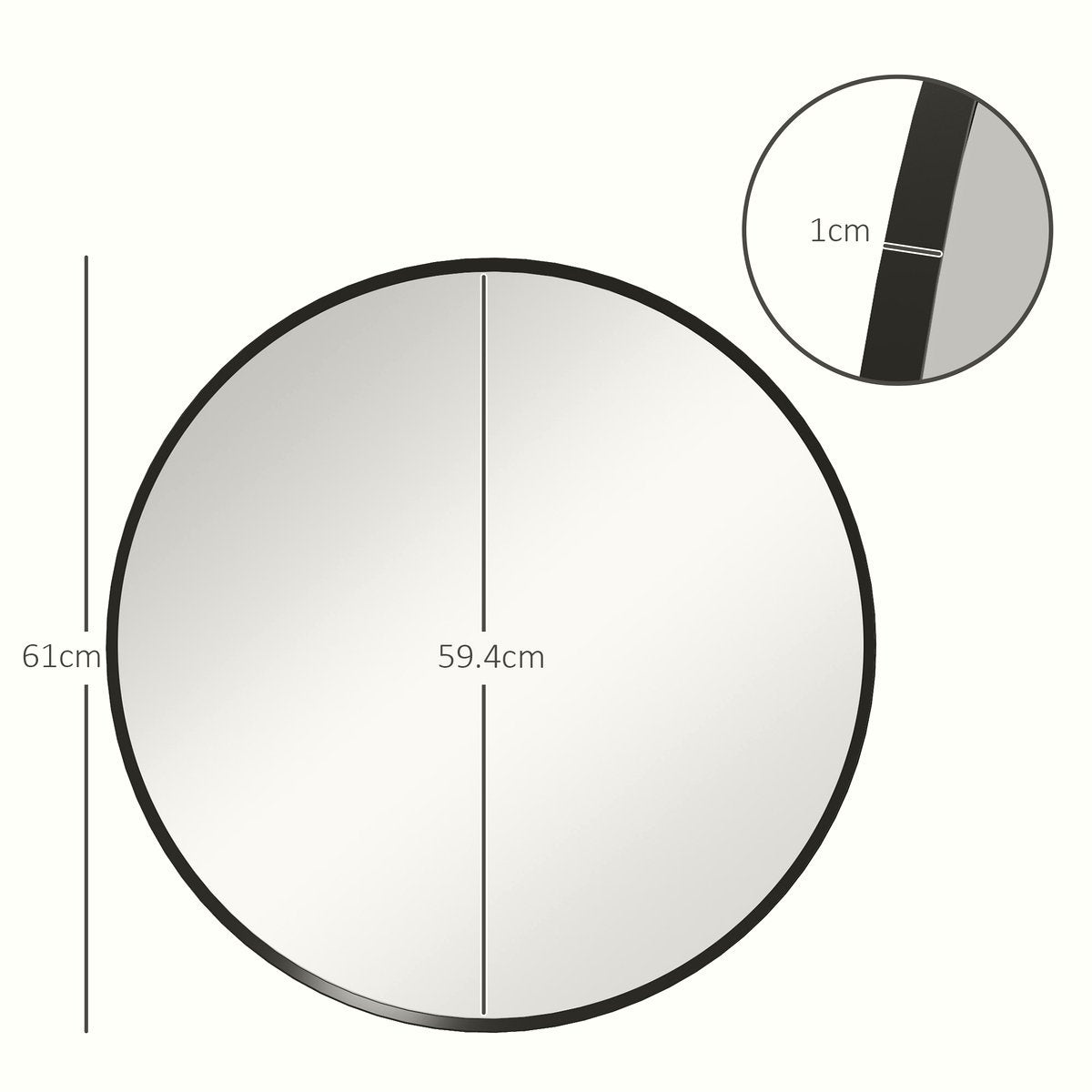 Round Wall Mirror - Black Aluminum Frame Modern Design - Image 3