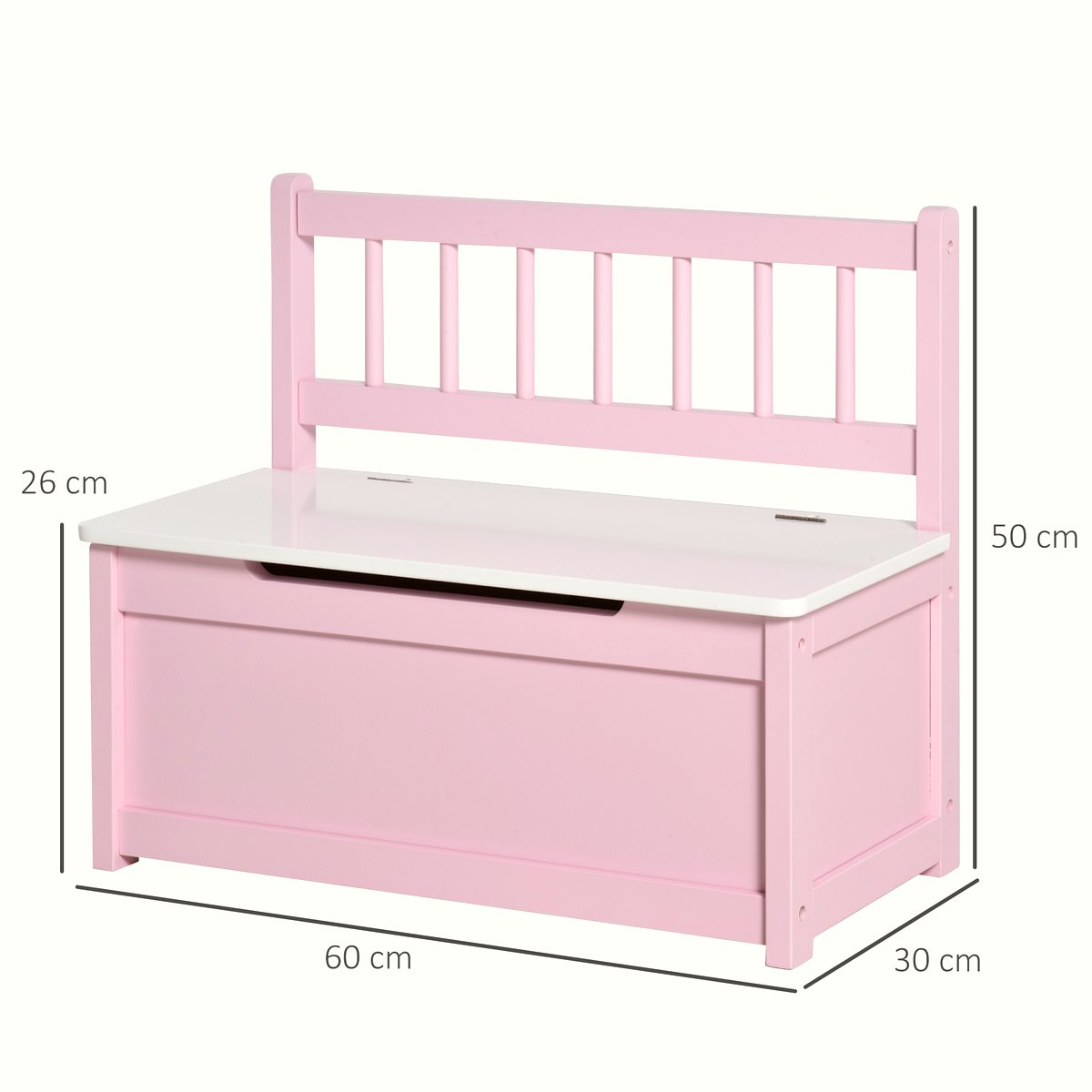 Kids Storage Bench - Wooden Toy Box with Safety Lid - Image 3