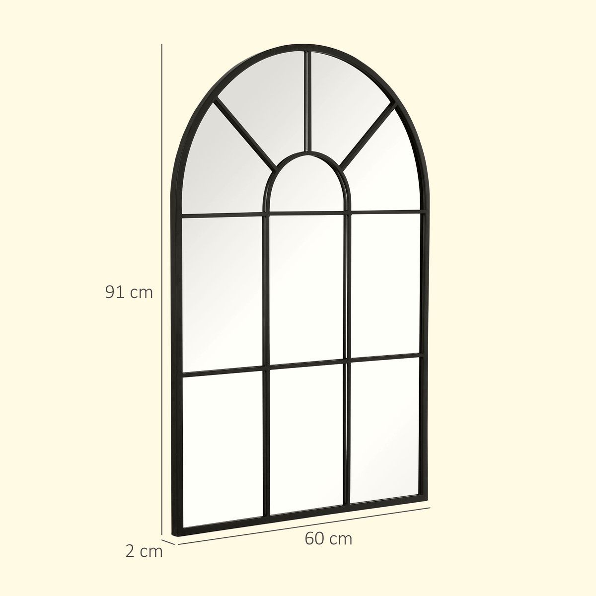 Arched Grid Mirror - White Metal Frame with Classic Design - Image 3