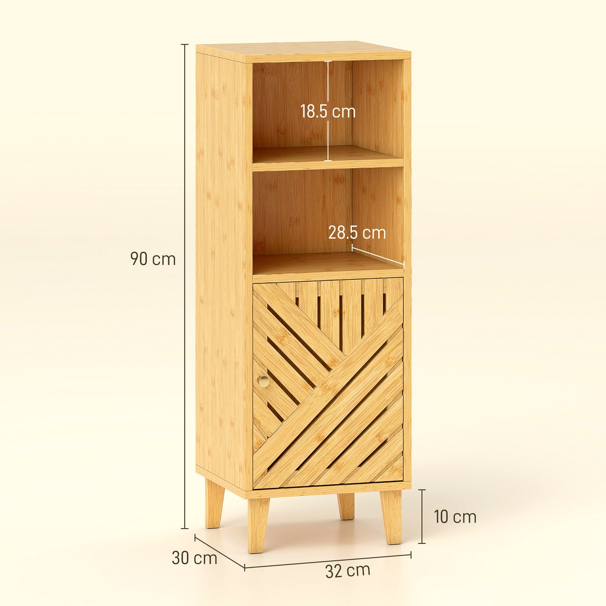 Bamboo Bathroom Cabinet - Slim Storage with Open Shelves - Image 3
