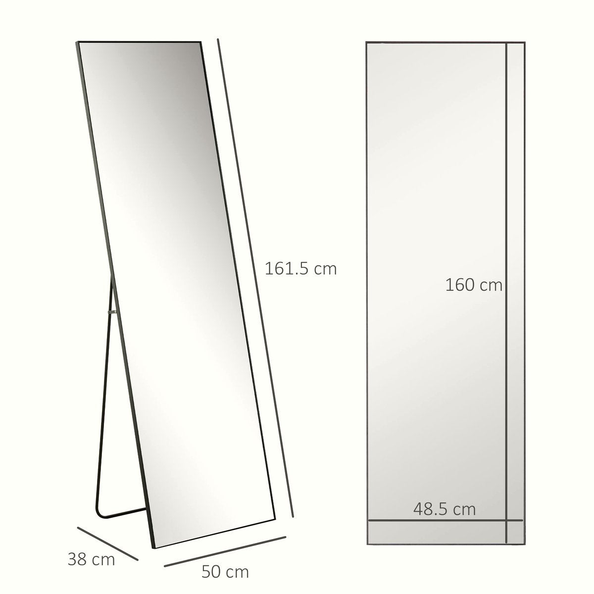 Full Length Mirror - Aluminium Frame in Sleek Black - Image 3
