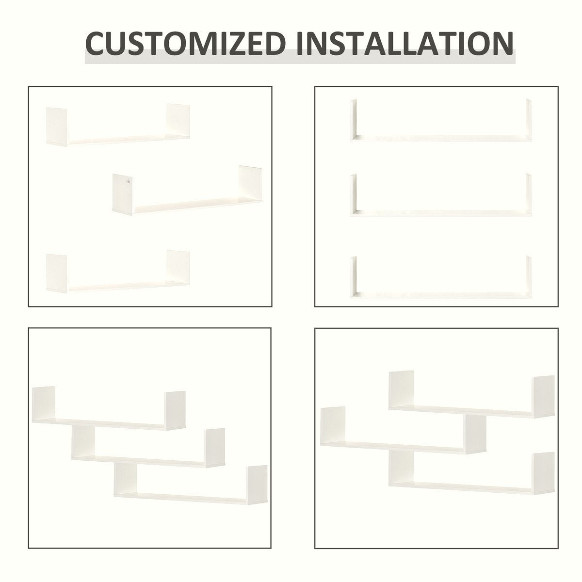 Wooden U-Shaped Floating Shelves - Minimalist Wall Storage - Image 4