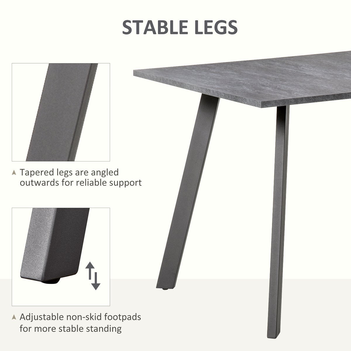 Contemporary Rectangle Dining Table - Dark Grey Metal Legs - Image 4